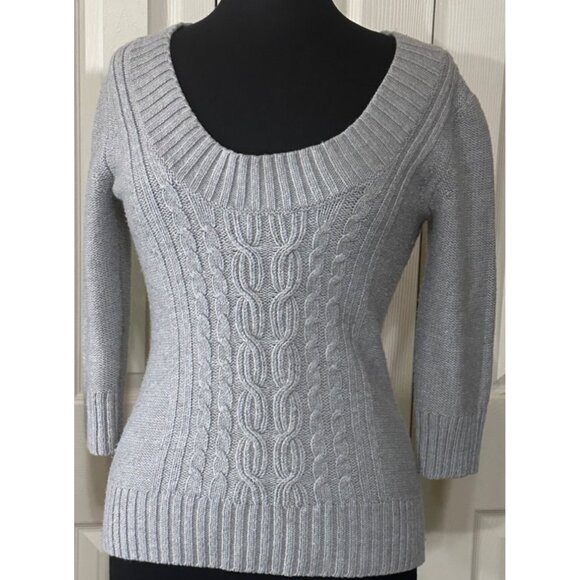 Women's Express Brand Light Gray Knit Pullover Sweater Acrylic Wool Blend Size M - Picture 1 of 13